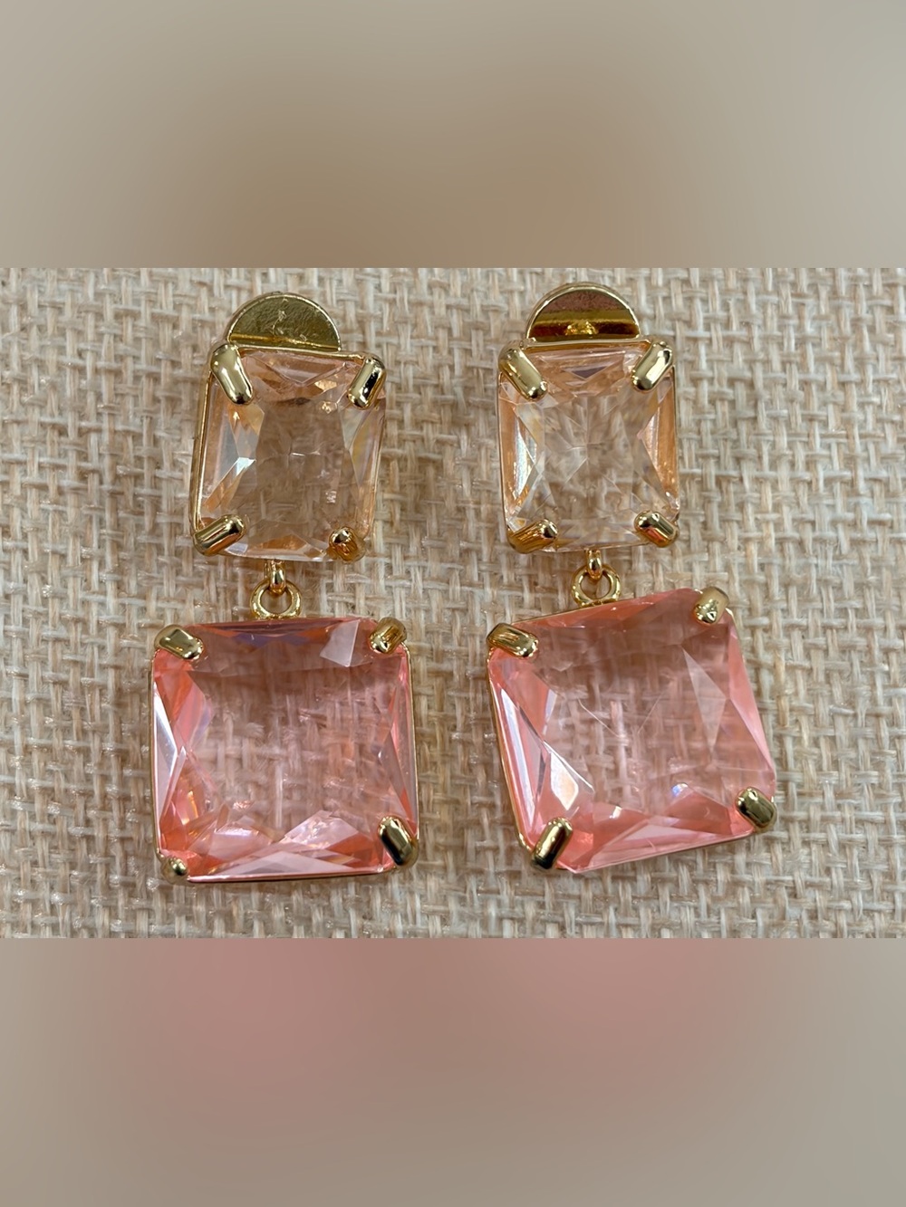 NWOT Gold-Plated Pink Crystal Drop Earrings - Women Jewelry
